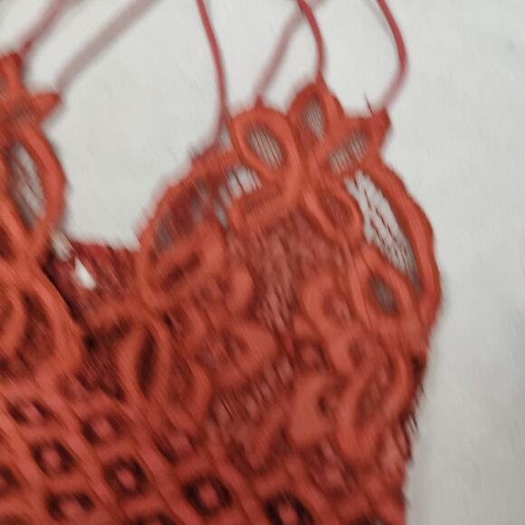 Free People One Adella Bra Womens Small Copper Lace Crop Top Strappy Bralette - Picture 2 of 4